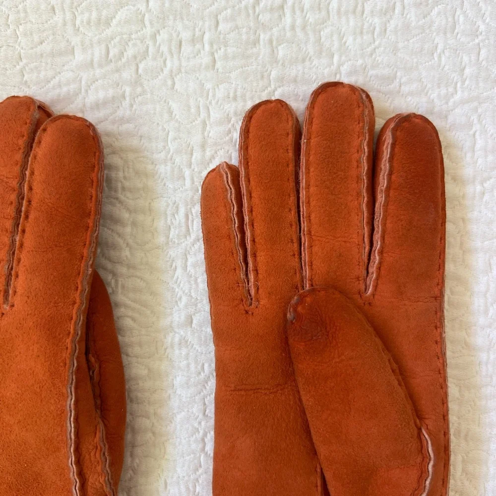 UGG Australia orange leather gloves